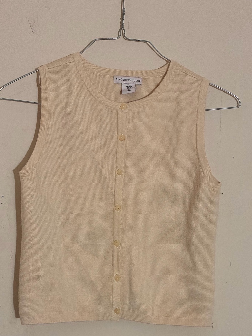 Sincerly Jules butter yellow Button-Front Sleeveless Knit Top